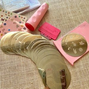 Lot of Konad Stamping Plate Kit • Nail Decal Stickers & Decorative Design Tape